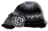 Gray, black, crochet hat, THE BLACK AND GRAY MOCKINGBIRD HAT, handmade beanie with visor brim, woman's size, ready to ship