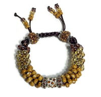 The Topaz beaded bracelet, woman size, topaz brown kumihimo wristlet, Boho-style, with macrame clasp