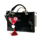 Heart handbag charm, handmade handbag decoration, key fob, key ring, The red heart handbag charm