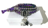 THE PURPLE PUSSYCAT DIFFUSER  BRACELET, double wrap macrame bracelet,  crystal chain, woman's size, boho-chic style