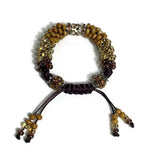 The Topaz beaded bracelet, woman size, topaz brown kumihimo wristlet, Boho-style, with macrame clasp