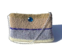 The chocolate Rose felt bag, felt purse, hand knitted beige, gray and tan wool handbag, women's shoulder bag, boho chic style,