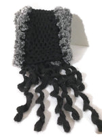 woman's scarf, handmade scarf, crochet scarf, winter scarf, black alpaca, andrea designs, the mink scarf,