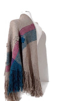 Woven shawl, Handmade shawl, triangle loom shawl, winter alpaca shawl, The beige roses shawl, beige Peruvian alpaca yarn, fall wrap, winter shawl,