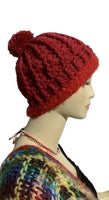 THE RED ALPACA HAT, crochet beanie hat, woman's size 23.5, for cold weather, for her, valentine's day gift