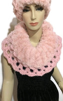 Shoulder warmer, fold over cowl, crochet cowl, faux fur, womans size, The Pink Cowl