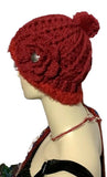 THE RED ALPACA HAT, crochet beanie hat, woman's size 23.5, for cold weather, for her, valentine's day gift