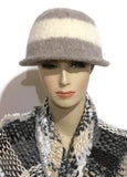 THE BELLA HAT, handmade women's  felted hat, Boho-chic style, light grey and cream hat, ready to ship