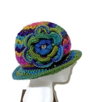 THE GREEN ÑUSTA  (an Inca princess in Quechua) HAT, handmade beanie, crochet hat, woman's size, cloché hat.