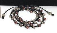 Braided beaded Macrame bracelet, triple wrap, wear it as a necklace, Boho-chic, adjustable clasp, THE TOPAZ WRAP BRACELET