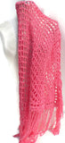 Handmade crochet pink cotton shawl, Peruvian pima cotton, boho chic style, woman size, The Pink summer shawl
