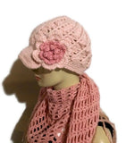 The pink crochet hat, pink alpaca yarn, beanie with bill, newsboy hat, woman size, cold weather, Andrea designs handmade hats,