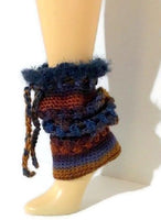 The Blue Andes leg warmers, rust gold, brown, purple, blue pair leg-warmers, crochet, woman size,  cold weather, holiday gift,