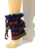 The Blue Andes leg warmers, rust gold, brown, purple, blue pair leg-warmers, crochet, woman size,  cold weather, holiday gift,