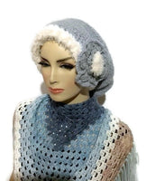Hat, knit hat, slouchy knit hat,  silver blue alpaca fiber, The silver blue alpaca hat, woman size
