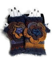 THE BLUE ANDES  FINGERLESS GLOVES, crochet fingerless gloves, woman's size, stocking stuffer, Christmas gift, Gift for her,