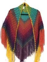Hand crochet shawl, mandala shawl, acrylic yarn, boho- chic style, THE GARDEN OF DHALIAS SHAWL.