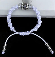 Boho-chic, white nylon cord,  adjustable beaded macrame bracelet, THE BLACK TULIP, woman's size