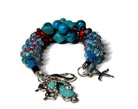 Chunky bracelet, blue beaded kumihimo bracelet, The blue sandal bracelet