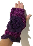 THE PURPLE MERINO FINGERLESS GLOVES, handmade crochet fingerless gloves, woman's size, gifts for her,