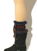 The Blue Andes leg warmers, rust gold, brown, purple, blue pair leg-warmers, crochet, woman size,  cold weather, holiday gift,