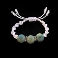 Boho chic adjustable green ceramic beads macrame bracelet, The Daisy Bracelet, handmade