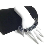The Onyx beaded bracelet, chunky bracelet, black beads Kumihimo wristlet, woman size, Boho-style, macrame clasp