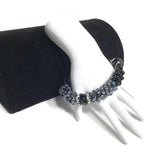 The Onyx beaded bracelet, chunky bracelet, black beads Kumihimo wristlet, woman size, Boho-style, macrame clasp