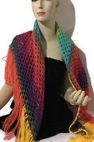 Hand crochet shawl, mandala shawl, acrylic yarn, boho- chic style, THE GARDEN OF DHALIAS SHAWL.