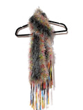 Green knit scarf, woman size, handmade, boho chic style, winter, holiday gift, the green peacock scarf