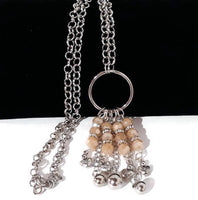 Big metal circle with beads charms pendant necklace, The circle necklace