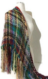 Handwoven shawl, tri-loom wrap, winter alpaca wear, fall scarf, The landscaping of flowers shawl, andrea designs handmade woven shawl, must have gift