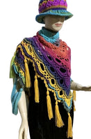 THE BIRD OF PARADISE SHAWL, woman's size, crochet wrap, boho-chic style