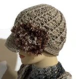 The beige crochet hat, handmade beanie with visor brim, acrylic yarn, woman size, ready to ship