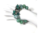 The green mint cluster stretch bracelet, woman's size, holiday gift, give handmade, for her