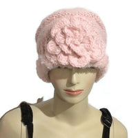 The Pink slouchy Hat, knit  beanie, pink alpaca, faux fur, woman's size, winter hat