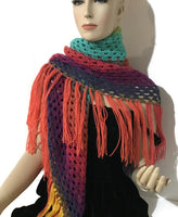 Hand crochet shawl, mandala shawl, acrylic yarn, boho- chic style, THE GARDEN OF DHALIAS SHAWL.