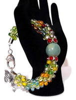 Metal butterfly kumihimo beaded bracelet, ceramic bead, the butterfly bracelet