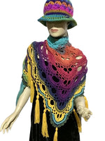 THE BIRD OF PARADISE SHAWL, woman's size, crochet wrap, boho-chic style