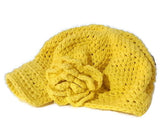 Crochet handmade hat, yellow cotton yarn, crochet beannie with bill, The sun hat