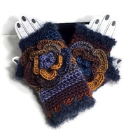 THE BLUE ANDES  FINGERLESS GLOVES, crochet fingerless gloves, woman's size, stocking stuffer, Christmas gift, Gift for her,