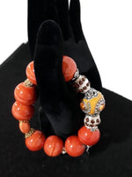 Orange ceramic beads stretch bracelet, handmade bracelet, Elaini Arthur bracelet collection, The orange bracelet