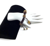 The Topaz beaded bracelet, woman size, topaz brown kumihimo wristlet, Boho-style, with macrame clasp