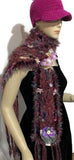 Fiber art, knit scarf, woman's size, alpaca fiber, rust-brown-hollyberry color, THE ROMANCE SCARF,