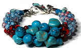 Chunky bracelet, blue beaded kumihimo bracelet, The blue sandal bracelet