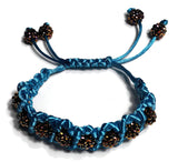 Macrame bracelet, the dark amber shambala bracelet, blue nylon cord, boho chic.