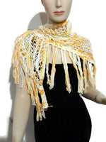 Knit handmade cotton shawl, The Sunny Days shawl, woman's shawl