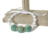 Boho chic adjustable green ceramic beads macrame bracelet, The Daisy Bracelet, handmade