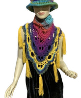 THE BIRD OF PARADISE SHAWL, woman's size, crochet wrap, boho-chic style