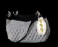 Cream feather handbag charm, purse charm, key fob, zipper pull charm, handmade cotton keyring charm.
